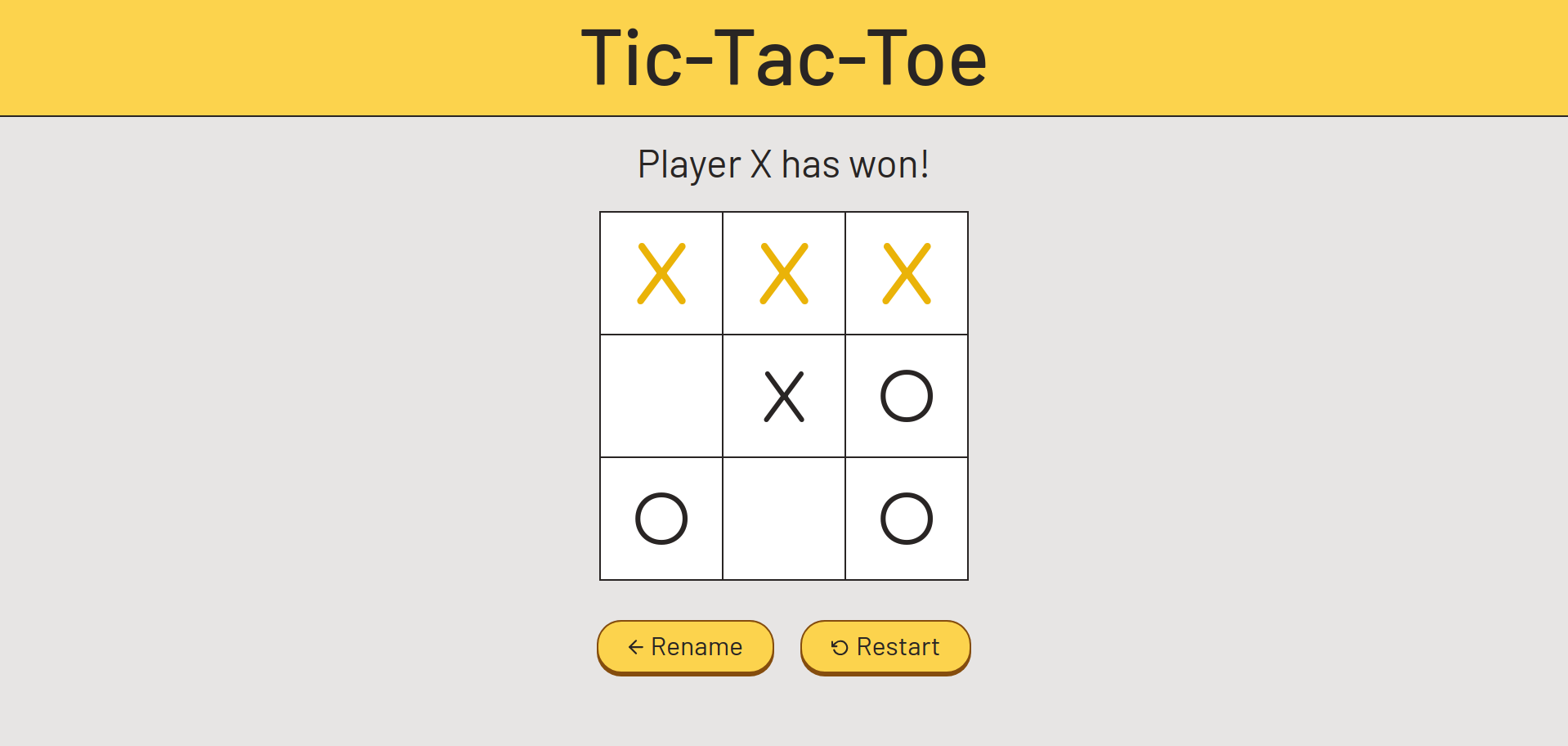 JavaScript Tic-Tac-Toe project screenshot